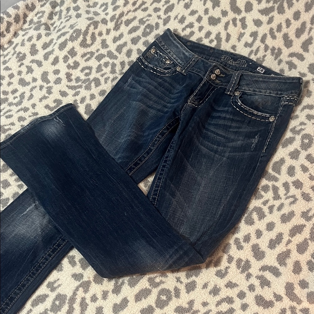 Miss Me Dark Blue Boot Cut Jeans - long length